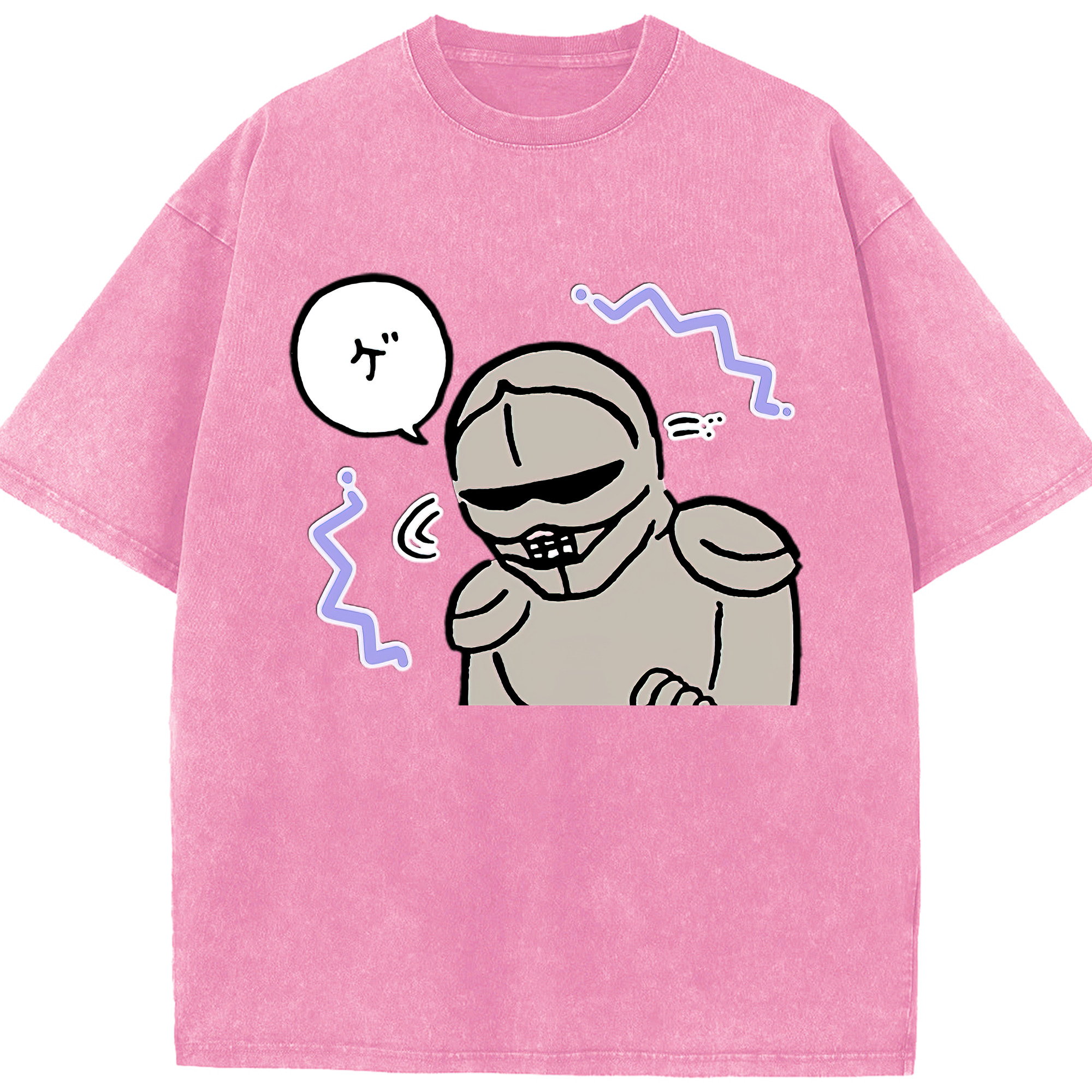 （画像用） ちいかわ 労働の鎧さん Chii-kawa Mr. Armor of Labor 綿100% ヴィンテージ風 半袖Tシャツ（フロントプリント）